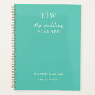Elegante Eenvoudige Aquatische Awe met Monogram Hu Planner