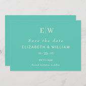 Elegante Eenvoudige Aquatische Awe met Monogram Hu Save The Date (Voorkant / Achterkant)