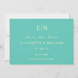 Elegante Eenvoudige Aquatische Awe met Monogram Hu Save The Date