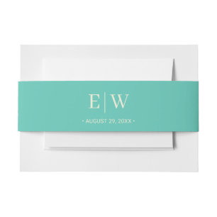 Elegante Eenvoudige Aquatische Awe met Monogram Hu Uitnodigingen Wikkel