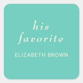 Elegante Eenvoudige Aquatische Awe met Monogram Hu Vierkante Sticker