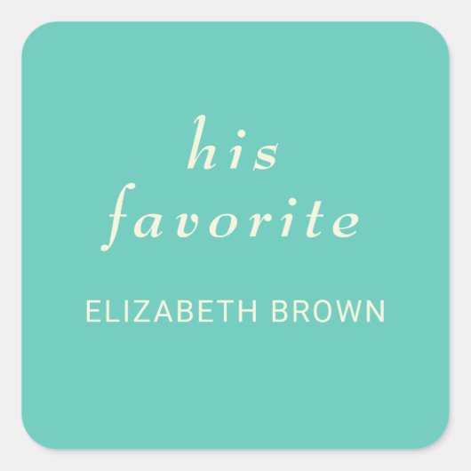 Elegante Eenvoudige Aquatische Awe met Monogram Hu Vierkante Sticker (Voorkant)