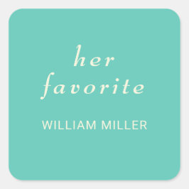 Elegante Eenvoudige Aquatische Awe met Monogram Hu Vierkante Sticker