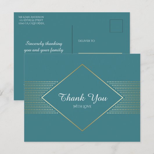 Elegante eenvoudige art deco bruiloft bedankt briefkaart (Voorkant / Achterkant)