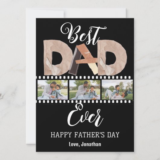 Elegante eenvoudige beste vader ooit vaders dag fo feestdagenkaart (Voorkant)