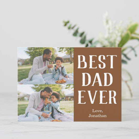 Elegante eenvoudige beste vader ooit vaders dag fo feestdagenkaart (Staand voorkant)