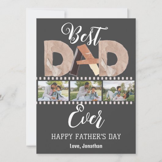 Elegante eenvoudige beste vader ooit vaders dag fo feestdagenkaart (Voorkant)