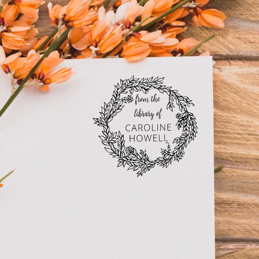 Elegante eenvoudige bladeren uit de bibliotheek va rubberstempel