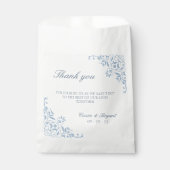 Elegante Eenvoudige Blauw en Wit bruiloft Dank u Bedankzakje (Voorkant)