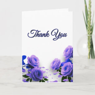 Elegante Eenvoudige Blauwe Rozen Liefde is in Bloe Bedankkaart