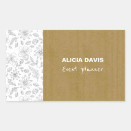 Elegante Eenvoudige Bloemen Kraft achtergrond Rechthoekige Sticker