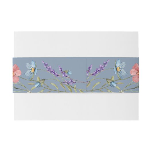 Elegante Eenvoudige Bloemen Wildflowers Blauwe bru Uitnodigingen Wikkel (Achterkant Voorbeeld)