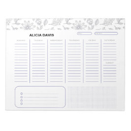 Elegante eenvoudige bloemen zwart wit notitieblok