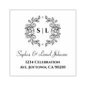 Elegante eenvoudige bloemenbruiloft retouradres rubberstempel (Afrduk)