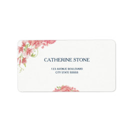 Elegante eenvoudige bloemenpioenen witte marine br etiket