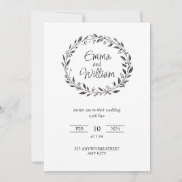 Elegante eenvoudige bloemige bruiloft kaart