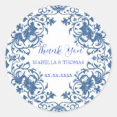 Elegante eenvoudige Blue White Flower chinoiserie  Ronde Sticker (Voorkant)