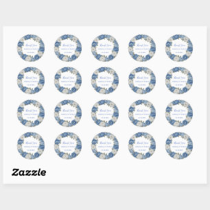 Elegante eenvoudige Blue White Flower chinoiserie Ronde Sticker
