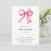 Elegante eenvoudige Blush Pink Bow Baby shower Kaart (Staand voorkant)
