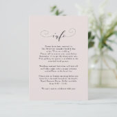 Elegante eenvoudige blush roze bruiloft informatie kaart (Staand voorkant)