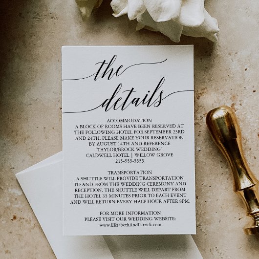 Elegante Eenvoudige Boho Minimale Moderne Trouwdet Informatiekaartje