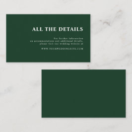 Elegante eenvoudige bos groene herfst bruiloft det informatiekaartje