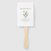 Elegante eenvoudige bos groene tuin bruiloft handwaaier (Voorkant)