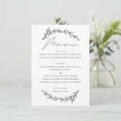 Elegante eenvoudige botanische bloemenscript bruil menu (Staand voorkant)