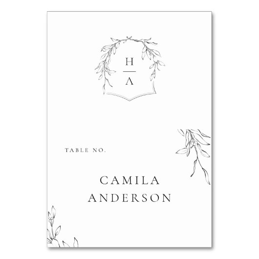 Elegante eenvoudige botanische kuif monogram plaat kaart (Voorkant)