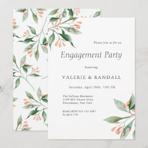 Elegante eenvoudige botanische verlovingsfeestje kaart