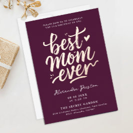 Elegante Eenvoudige Bourgogne Beste Mam Dag Vierin Folie Uitnodiging