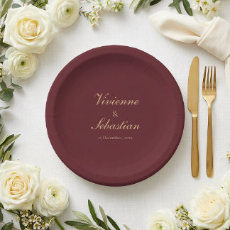 Elegante Eenvoudige Bourgondiër Schrift Minimalist Papieren Bordje