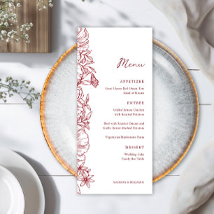 Elegante Eenvoudige Bourgondische Bloemrijke Tuinb Menu