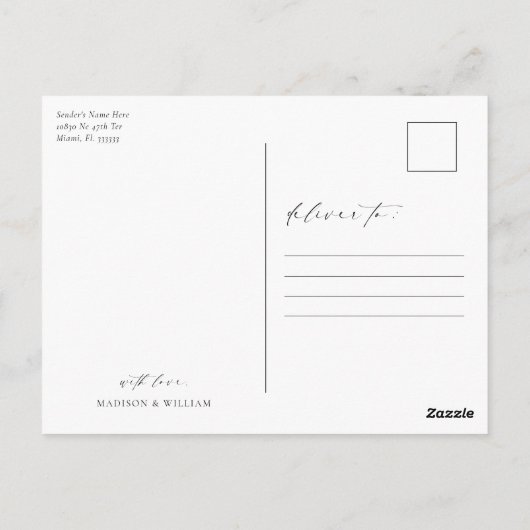 Elegante eenvoudige bruiloft Dank Briefkaart (Achterkant)