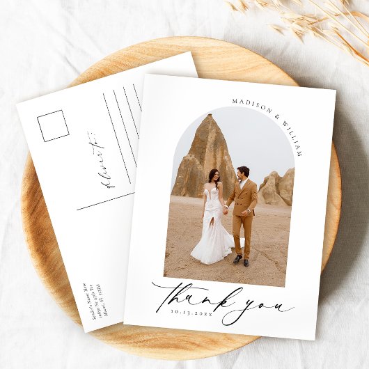 Elegante eenvoudige bruiloft Dank Briefkaart