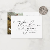 Elegante eenvoudige bruiloft dank u script foto notitiekaartje (Voorkant / Achterkant in situ)