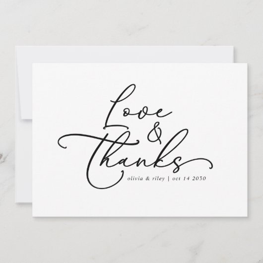 Elegante eenvoudige bruiloft liefde en Bedankt fot (Voorkant)