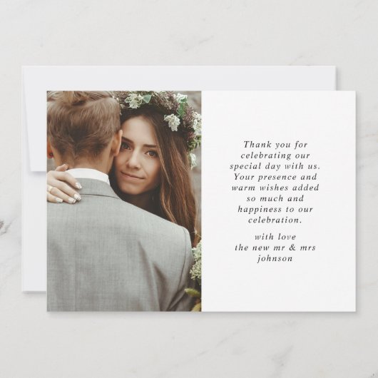 Elegante eenvoudige bruiloft liefde en Bedankt fot (Achterkant)