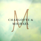 Elegante, eenvoudige, bruiloft, monogram namen raamsticker (Vel 3)