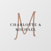 Elegante, eenvoudige, bruiloft, monogram namen raamsticker (Vel)