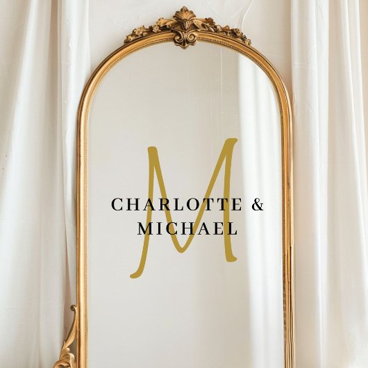 Elegante, eenvoudige, bruiloft, monogram namen raamsticker