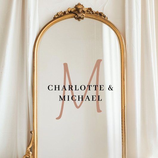 Elegante, eenvoudige, bruiloft, monogram namen raamsticker