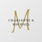 Elegante, eenvoudige, bruiloft, monogram namen raamsticker (Vel)