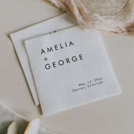 Elegante eenvoudige bruiloft receptie cocktail servet