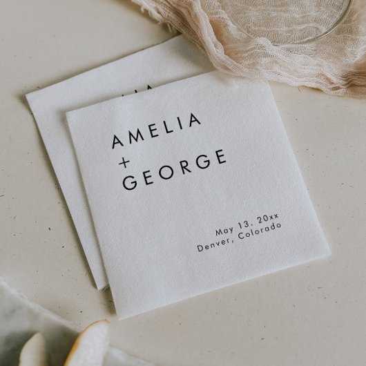 Elegante eenvoudige bruiloft receptie cocktail servet