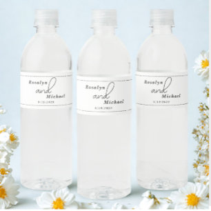 Elegante Eenvoudige Bruiloft Waterfles Etiket