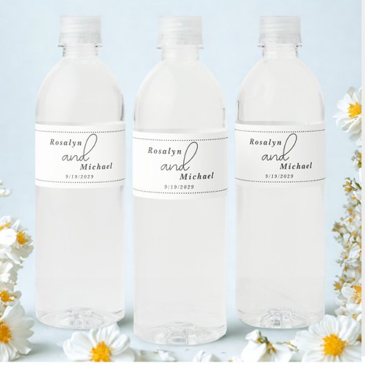 Elegante Eenvoudige Bruiloft Waterfles Etiket