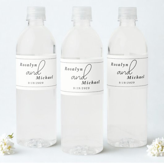Elegante Eenvoudige Bruiloft Waterfles Etiket