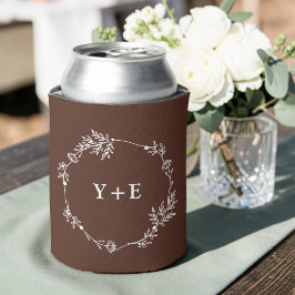 Elegante Eenvoudige Bruine Monogram Trouw Blikjeskoeler