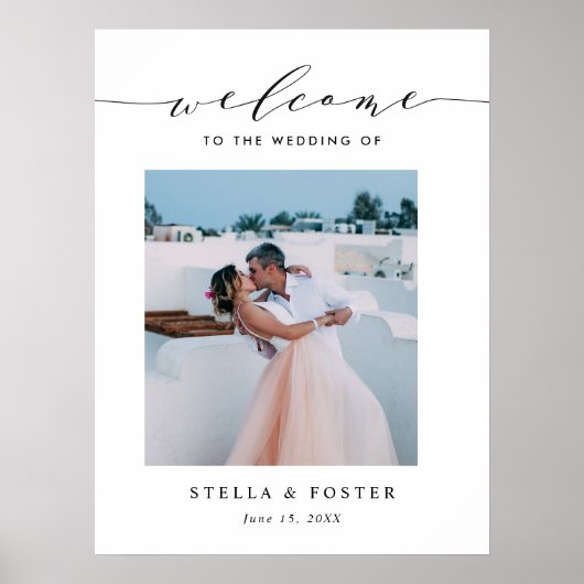 Elegante Eenvoudige Calligrafie Foto Bruiloft Welk Poster (Voorkant)